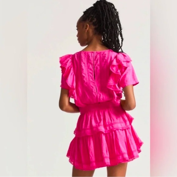 LoveShackFancy Natasha Heritage Mini Dress in Watermelon Ice Sz. M - Picture 4 of 9